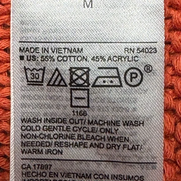 Old‎ Navy Chunky Knit Sweater Open Front Cardigan Orange Womens Medium Slouchy - Picture 9 of 10